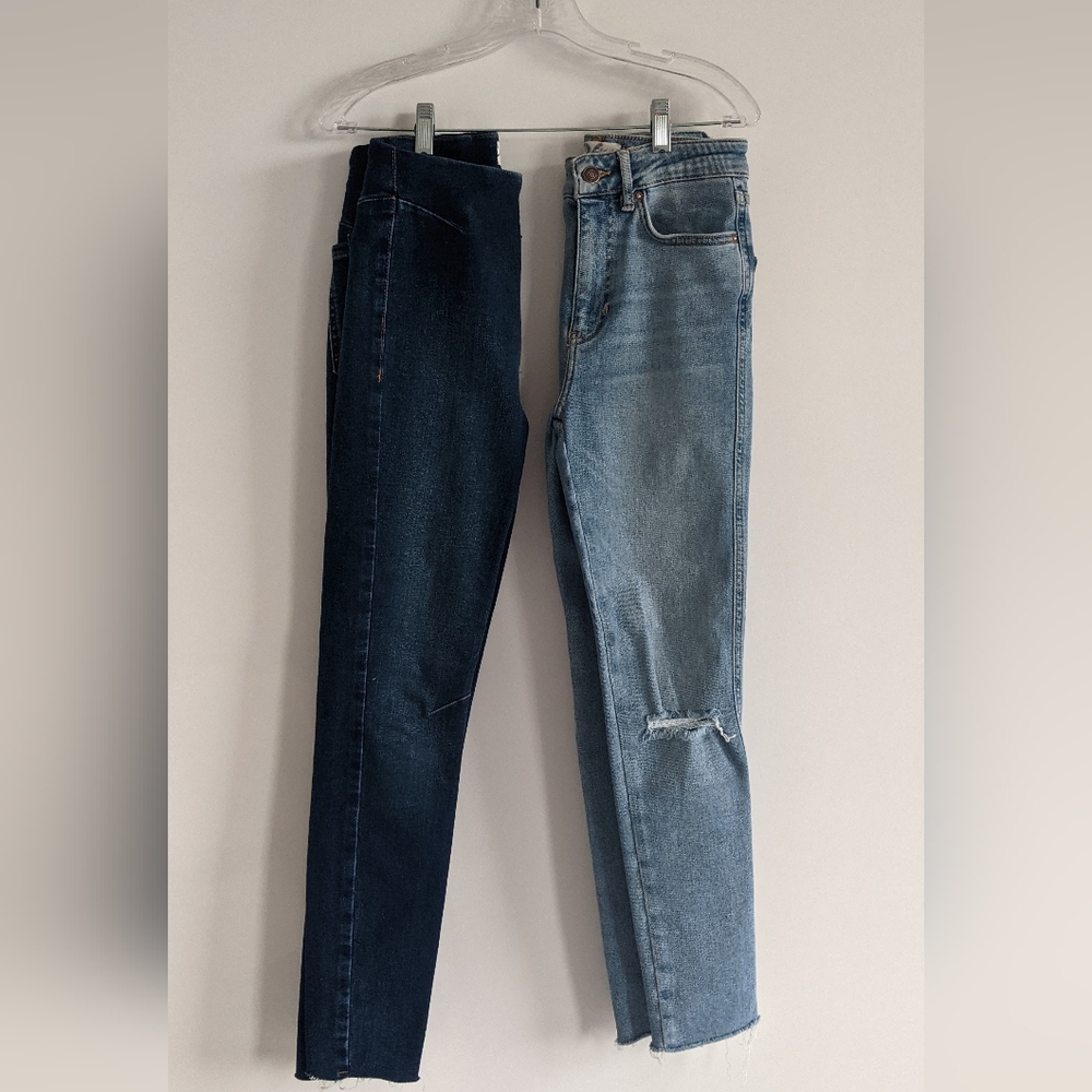 Free People Skinny Jeans 2 Pairs -Dark Wash and Light Wash